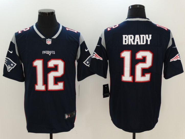 Men New England Patriots 12 Brady Blue Nike Vapor Untouchable Limited NFL Jerseys